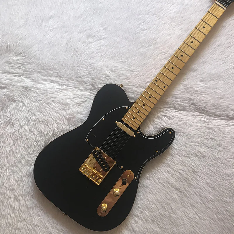 

39 Inch Split Matt Black TELE Electric Guitar Gold Accessories Gold Closed String Button Eucalyptus Body