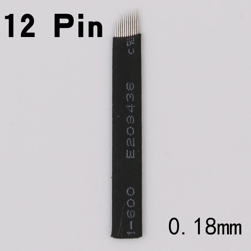50 Pcs Microblading Needles 12 pins for Embroidery Pen Pernement Makeup Eyebrow Tattoo Supplies Black skin | Красота и здоровье