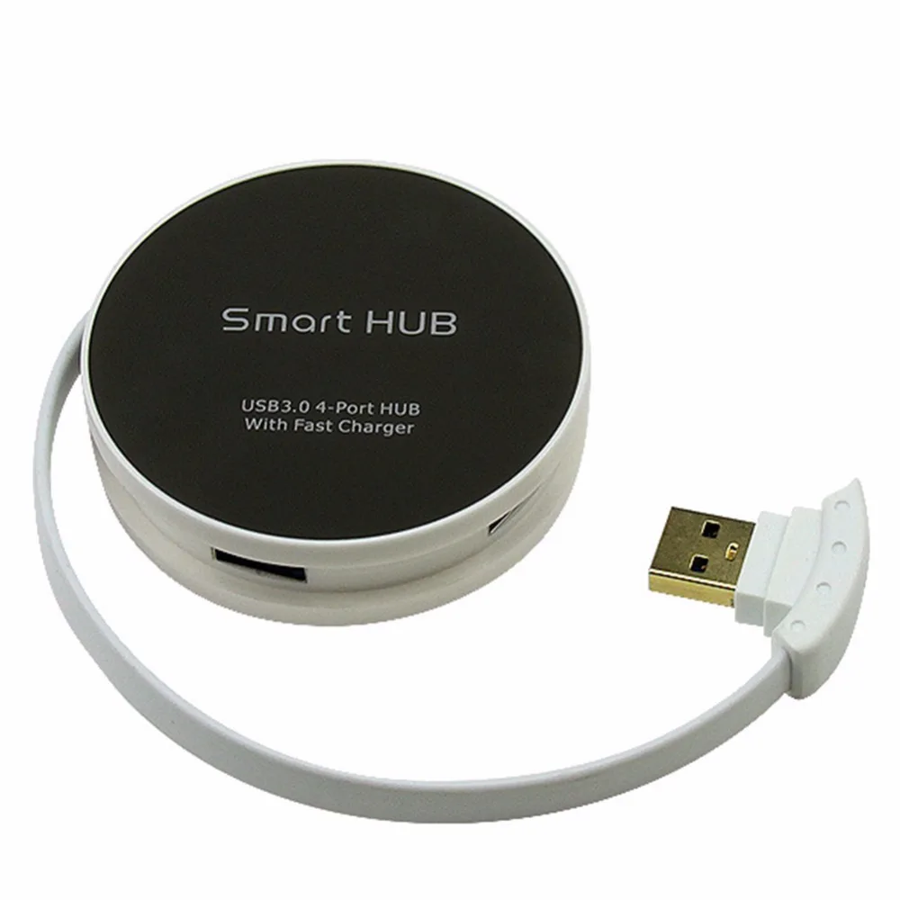 

USB 3.0 / 2.0 4-Port Data and Charging Hub with Stylish Design & Built-in Cable