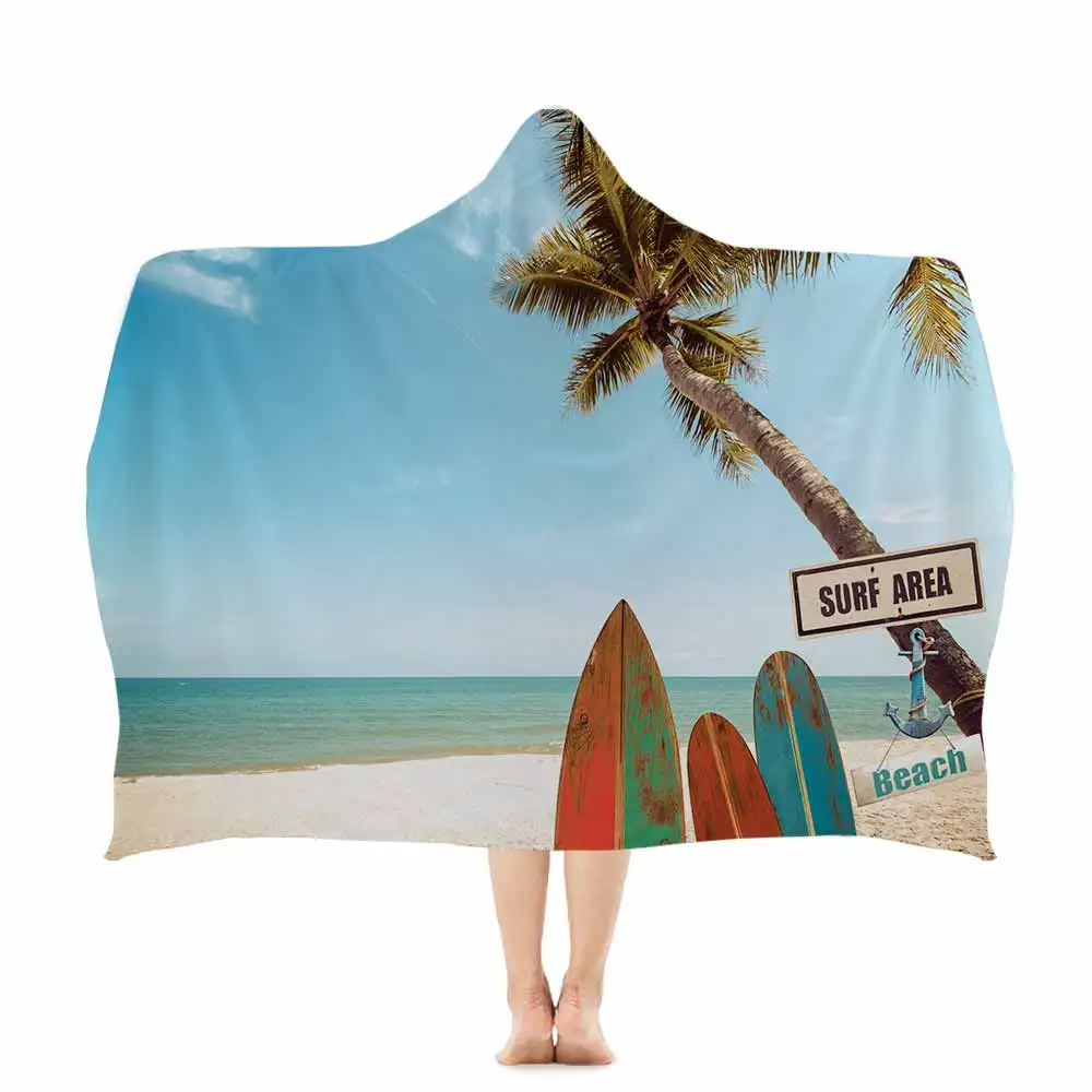 Miracille пляжное полотенце с капюшоном, пляжное полотенце для захода солнца, полотенце для взрослых с капюшоном, абсорбирующее быстросохнущее синее пригодное для носки пляжное полотенце - Цвет: 001
