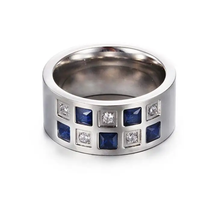 High Quality Blue Black White Austrian Zircon Crystal Wedding ring For