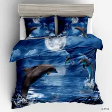 3d Дельфин печатных постельных принадлежностей Элегантный Луна всплеск пододеяльник огромный океан кровать одежда мягкие постельные принадлежности наволочка Твин Полный размер