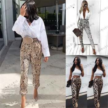 

2019 New Women's Ankle Length Pants Trousers Harem Leopard Snake Print Casual Pants Snake&Leopard Print Pant