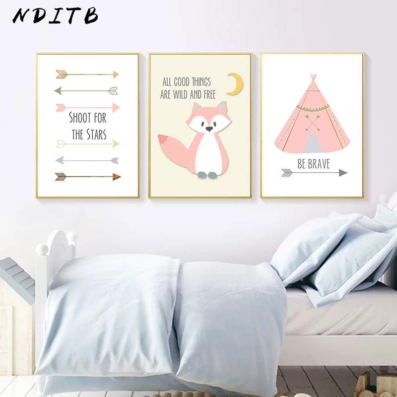 

NDITB Tribe Cartoon Canvas Posters Nursery Quotes Prints Wall Art Painting Nordic Kids Decoration Pictures Baby Bedroom Decor