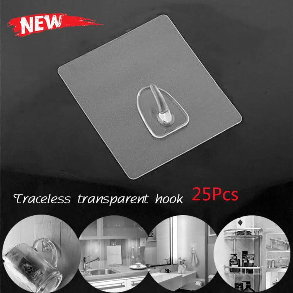

2-25pc Anti-skid Hooks Reusable Transparent Traceless Wall Hanging Cup Sucker Strong Home Kitchen Hooks For Bathroom Wholesale/C