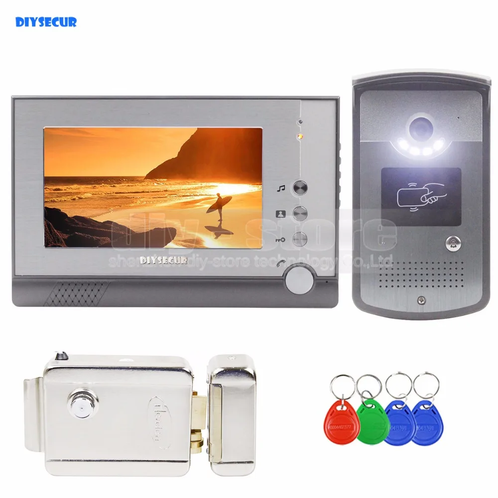 DIYSECUR Electric Lock 7 inch TFT Color LCD Display Video Door Phone Visual Intercom Doorbell ID Unlocking RFID Camera DIYSECUR Electric Lock 7 inch TFT Color LCD Display Video Door Phone Visual Intercom Doorbell ID Unlocking RFID Camera