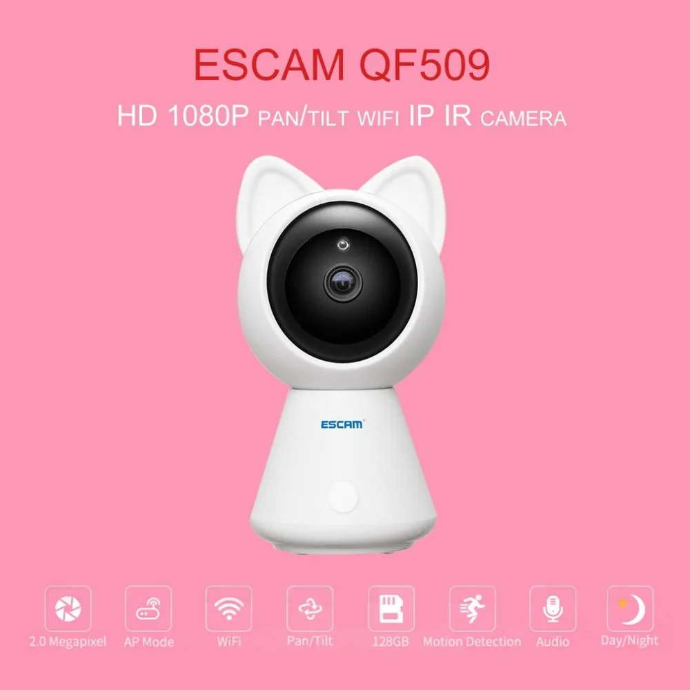

Escam QF509 1080P Wifi IP Camera 2MP HD Network Wireless Monitor Baby Camera Night Vision Motion Detector Remote Control