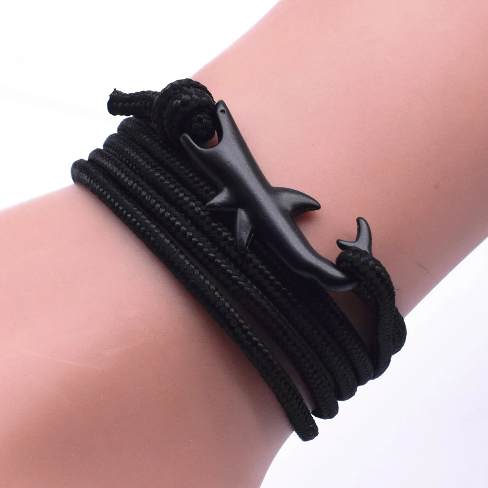 13 Colors Nylon Rope Chain Bracelets for Women Men Ocean Shark Charm Bracelet Popular Jewelry Anchor Bracelet 2018 Hot Sale