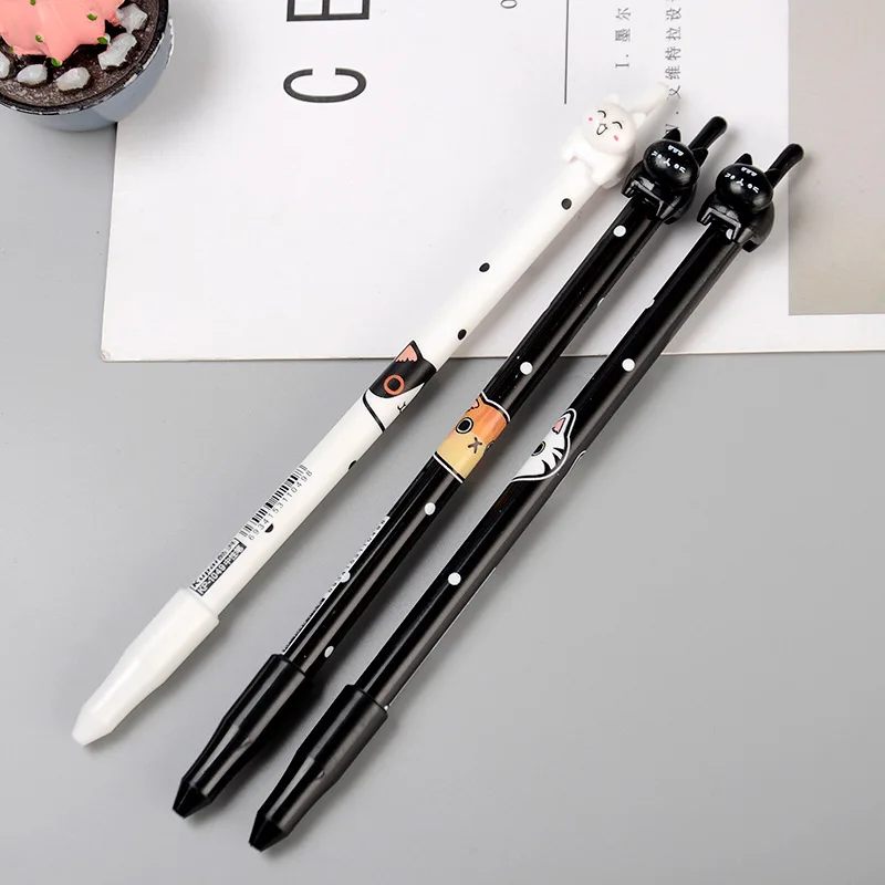 Kawaii Cartoon Cat Tail Gel Pen DIY Office Stationery and School Supplies Smooth Writing Black Ink 0.38mm Pen 1PCS