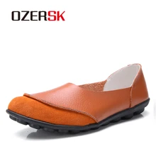 OZERSK/Женская обувь на плоской подошве из натуральной кожи и замши; высококачественные лоферы с круглым носком; модная повседневная обувь; женская обувь; Размеры 35-44