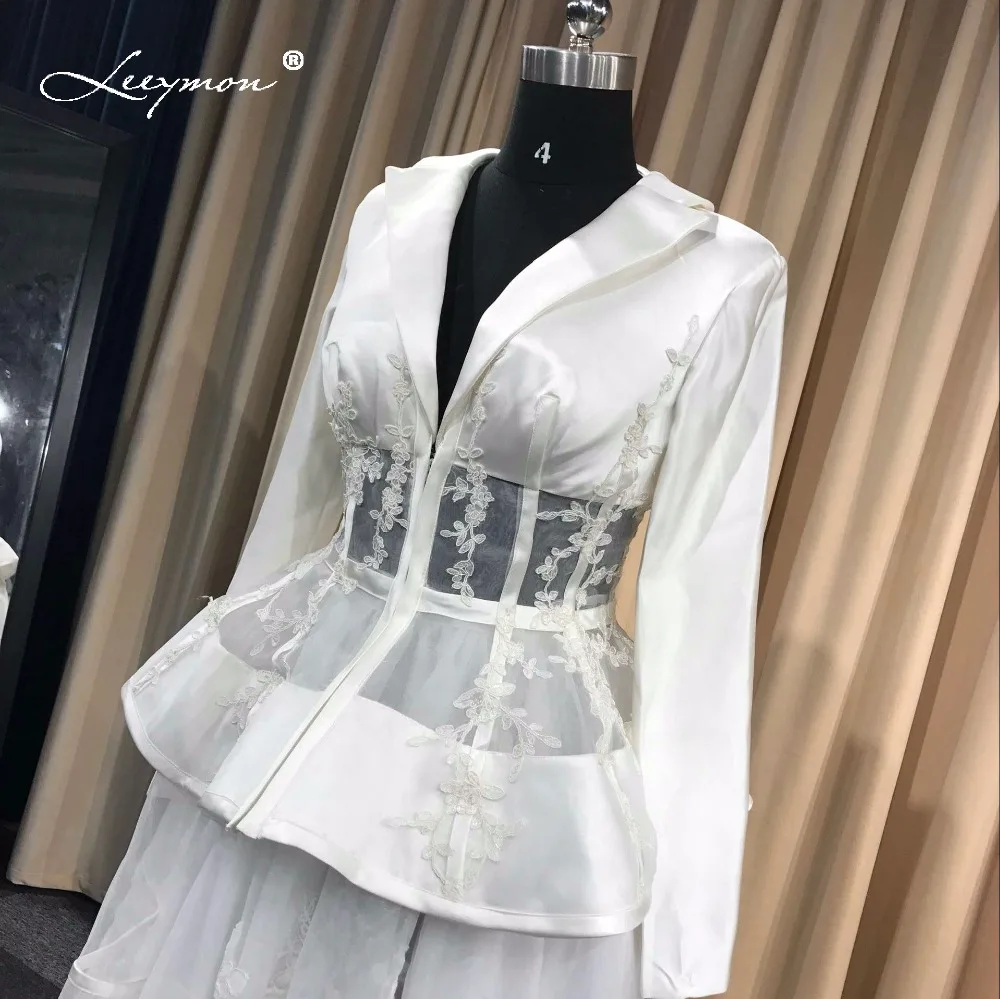 Leeymon Made Sexy Long Sleeves Cocktail Dress Elegant lace Two Pieces Cocktail dress for Formal Party Dress