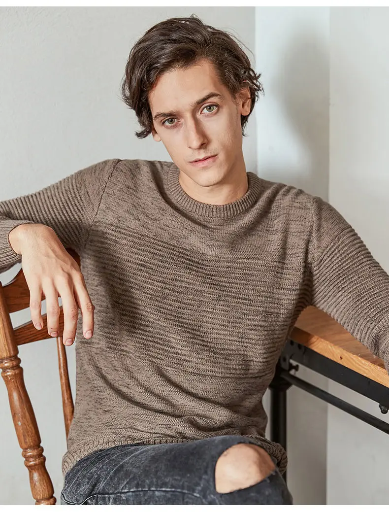 MuLs Brand Crew-Neck Sweater Men Pullover Autumn Winter Thick knit Stripe Male Sweater Jumpers Cotton O Man knitwear 2019 Spirng 1