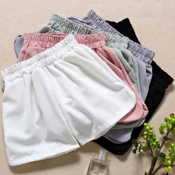 

Women Summer Drawstring Elastic Waist Solid Color Casual Loose Sports Shorts
