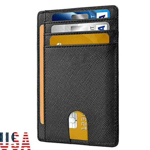 

Men's Leather Slim Magnetic Front Pocket Wallet ID Credit Card Holder