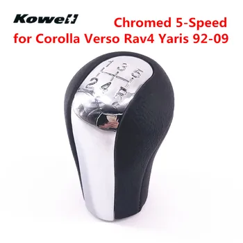 

Chromed PU Leather 5 Speed MT Gear Shift Knob Car Gear Shifter Lever Stick Headball for Toyota Corolla Verso RAV4 Yaris 92-09