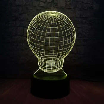 

Creative Big Light Bulb Shape 3D USB LED RGB Lamp Illusion Night Light Multicolor home Table Decor Optical Source Lighting Gift