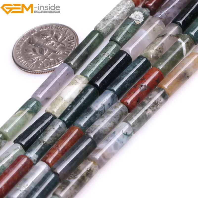 

Gem-inside 4x12mm Natural Stone Beads Selectable Material Column Tube Beads For Jewerly Making Beads 15" DIY Beads Women Gift