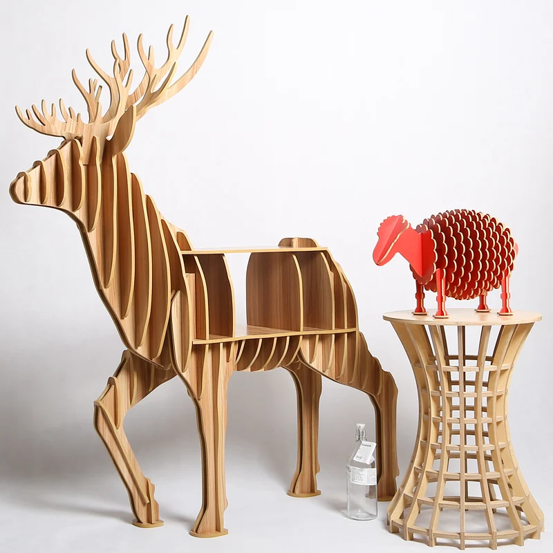 130*150*47cm Wooden Deer Table Teapoy End Table For Art Home Office Bar Decoration Christmas Elk Table Large Bookshelf TM008M 130*150*47cm Wooden Deer Table Teapoy End Table For Art Home Office Bar Decoration Christmas Elk Table Large Bookshelf TM008M