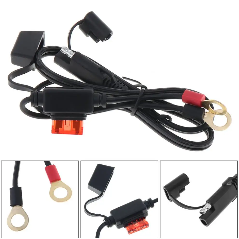 

0.6M 12V - 24V 10A ABS + Metal SAE Motorbike Connection Line with Fuse Waterproof and Round Terminal