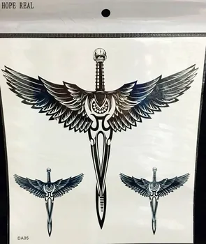 

2016 New Wing Cross Totem Large Tattoo Sticker Black Blue Big Temporary Tattoo Arm Body Art Men Women Tatoo tatuagem make up