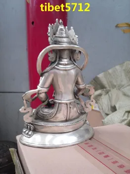 

decoration copper silver factory lucky Buddhist bronze coated silver AMITAYUS Buddha statue 22 cm