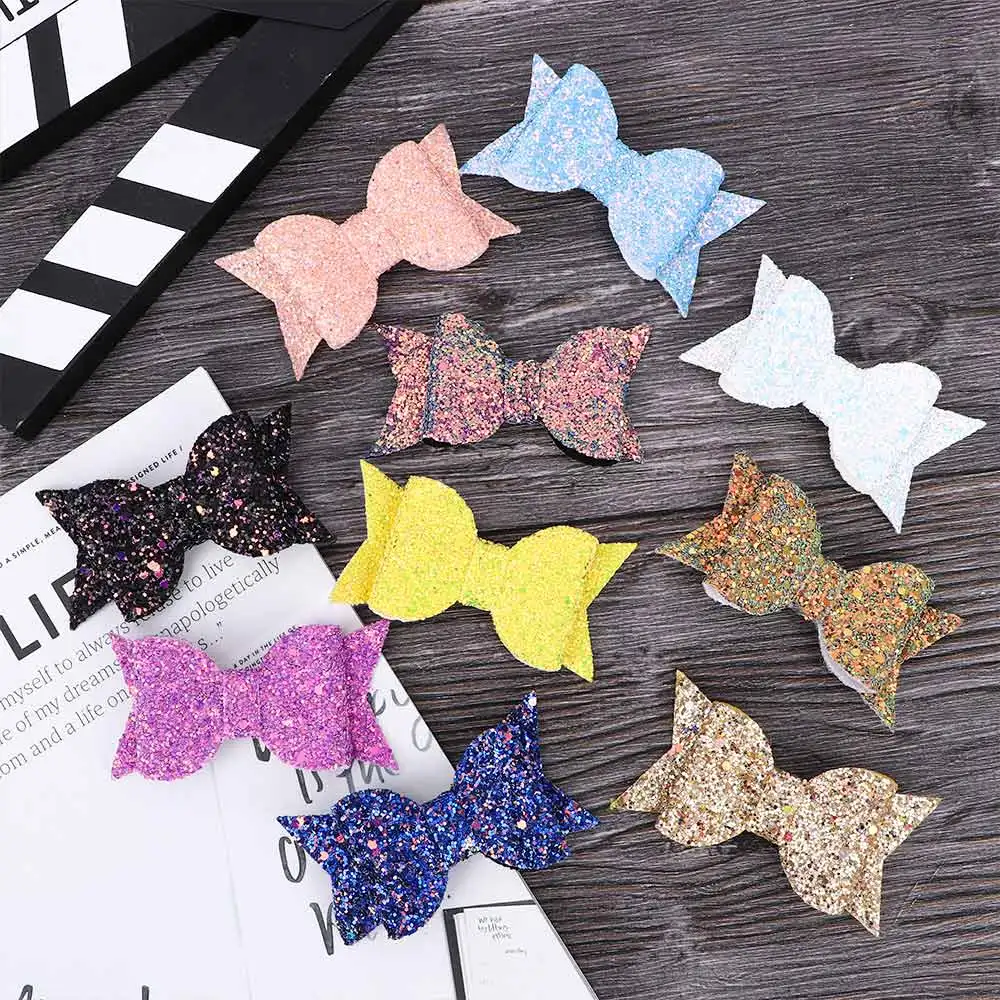 Shiny Bow Hair Clips for Girls Colorful Sweet Glitter Kids Hairpins Bowknot Barette cheveux Baby Hair Accessories