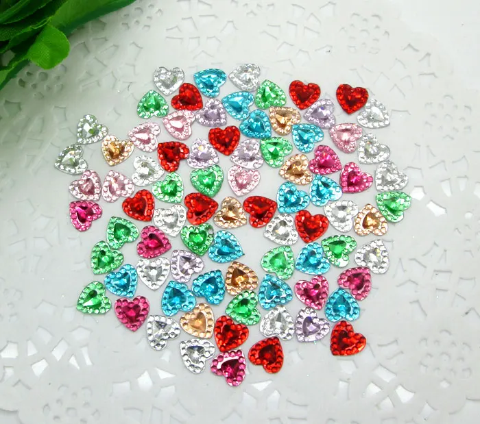 

500Pcs 8mm Mixed Double Heart Shiny Resin Decoration Crafts Beads Flatback Cabochon Scrapbook DIY Embellishments Accessories