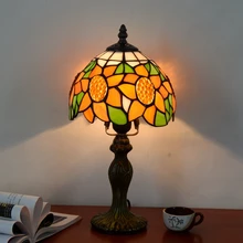 Оригинальная витражная Настольная лампа с цветком от солнца, американский пасторальный деревенский отель, светодиодный светильник, 110-240 В, диаметр: 20 см