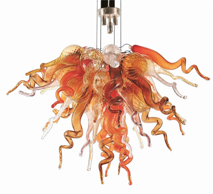 Современная хрустальная люстра в форме цветка, современный светодиодный светильник, ручная выдувная канделябр из муранского стекла для гостиной, кофейни