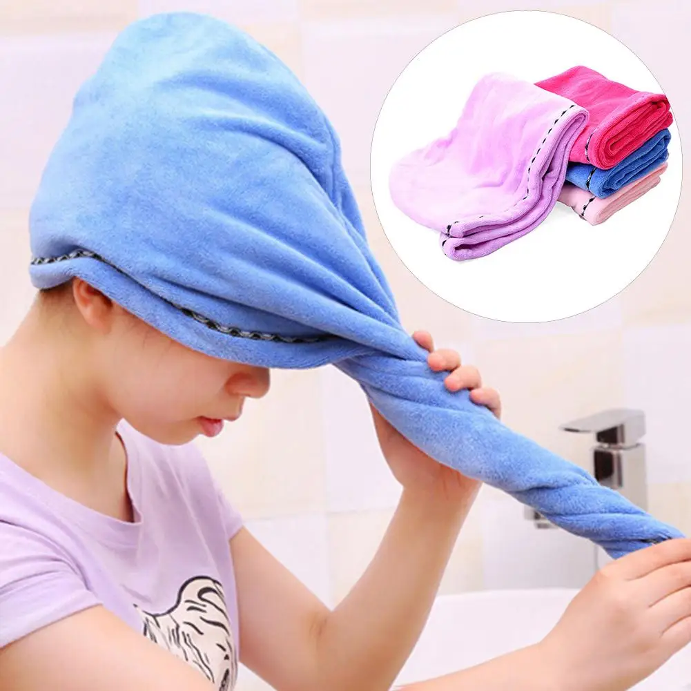 

Quick Drying Towel Women Super Absorbent Turban Hair Towel Wrap Hair Hat Bathing Shower Towel Cap