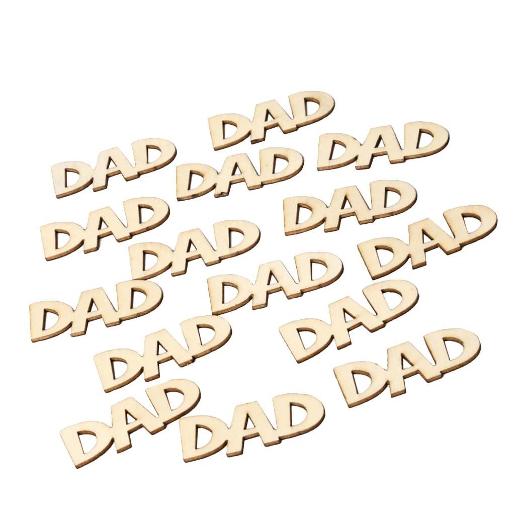 15Pcs/Set Rustic Wooden DAD Confetti Plaque for Wedding Birthday Party Table Scatter Decor Craft - 48x26mm