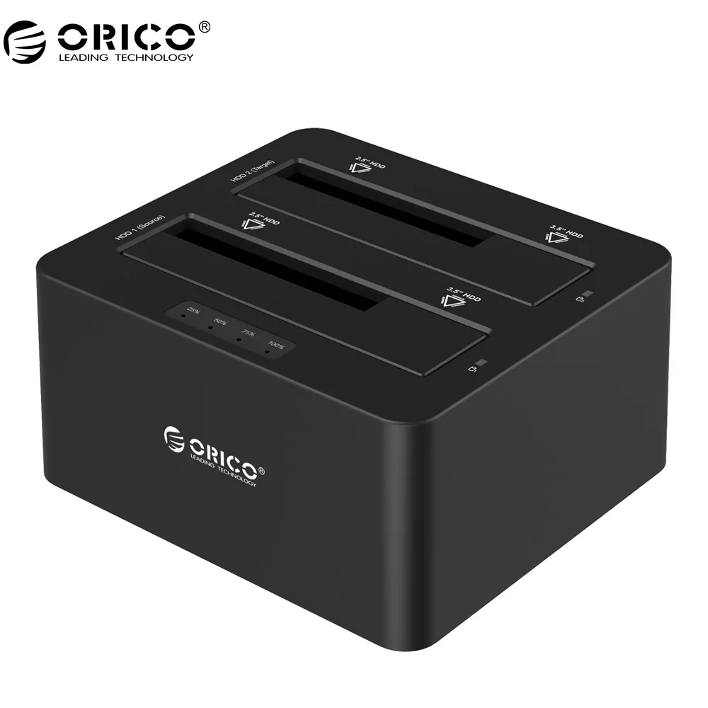 Pаспродажа ORICO HDD станция 2 bay SATA для USB3.0 внешний жесткий диск Док станция для 2.5 3.5hdd с Дубликатор клон Функция черный