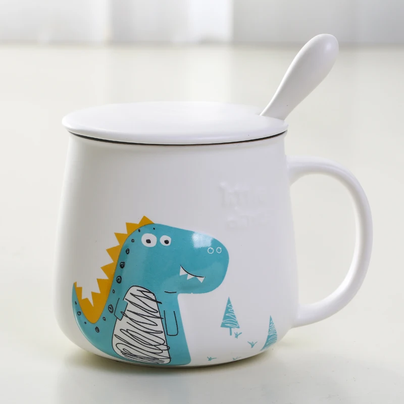 Милый мистер крокодил, динозавр, мультяшная керамическая кофейная кружка с ложкой и крышкой, фарфоровая чашка для сока, кофе, молока, чая