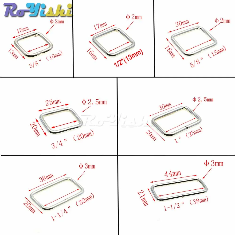 10 шт./упак. металлической проволоки формируется прямоугольник кольца петли тканной ленты, 10, 12, 15, 20, 25 32 38 мм