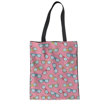 

THIKIN Canvas Bolsa Feminina handbag Fashion 3D Glasses Pattern Personalized Customization for Women Large Capacity Shopping Bag