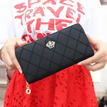 Femmes Portefeuilles Plaid Femmes Sac Femelle PU Portefeuille En Cuir Sac À Main couronne À Long Embrayage Hasp Titulaire de la Carte Téléphone de Poche Porte-Monnaie B741
