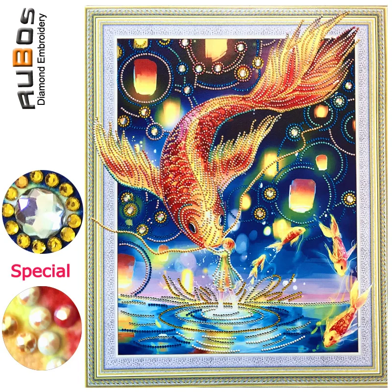 RUBOS DIY 5D Diamond Embroidery Golden Fish Diamond Painting Mosaic Sale Beadwork Crystal Rhinestone Bead Partial Wall Stickers (3)