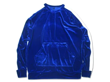 

2018 New Arrival velvet hoodie Sweatshirts men fashion sweatshirts casual Loose Oversized Blue Hip Hop Hoodie Streetwear