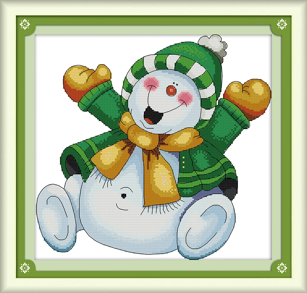 Cross Stitch Kits Embroidery Needlework Sets Painting Snowman Canvas For Embroidery Chinese Cross Stitch Christmas Home Decor