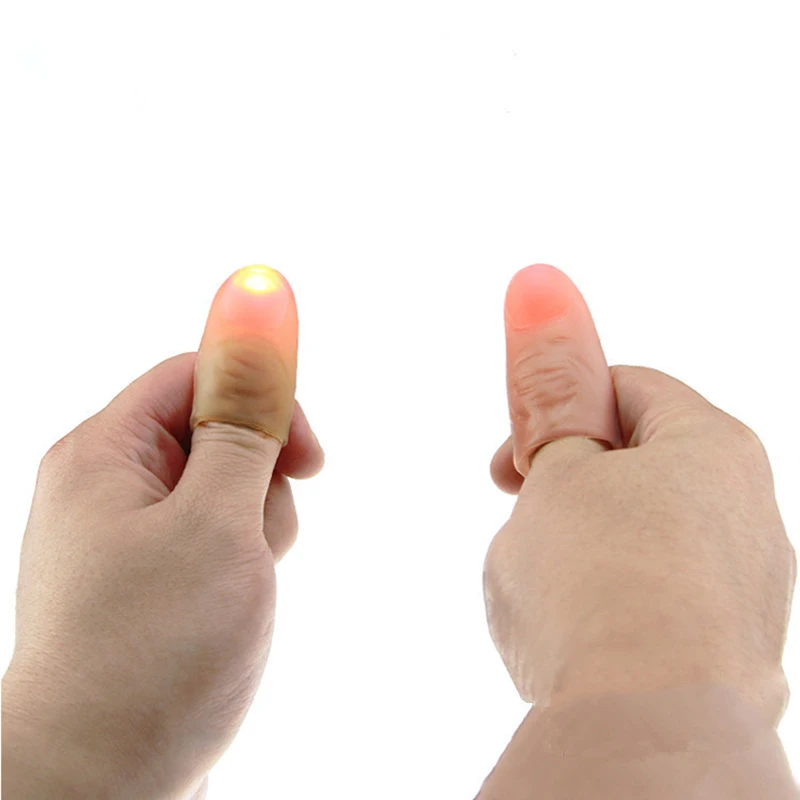 1 Pair Novelty LED Light Flashing Fingers Magic Trick Props Kids Amazing Glow Toys For Children Luminous Gifts Decoration