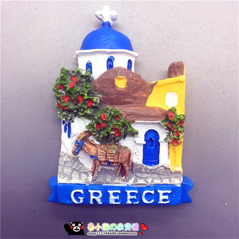 3D Handmade Little Town Fridge Greece Travel Souvenirs Giftin