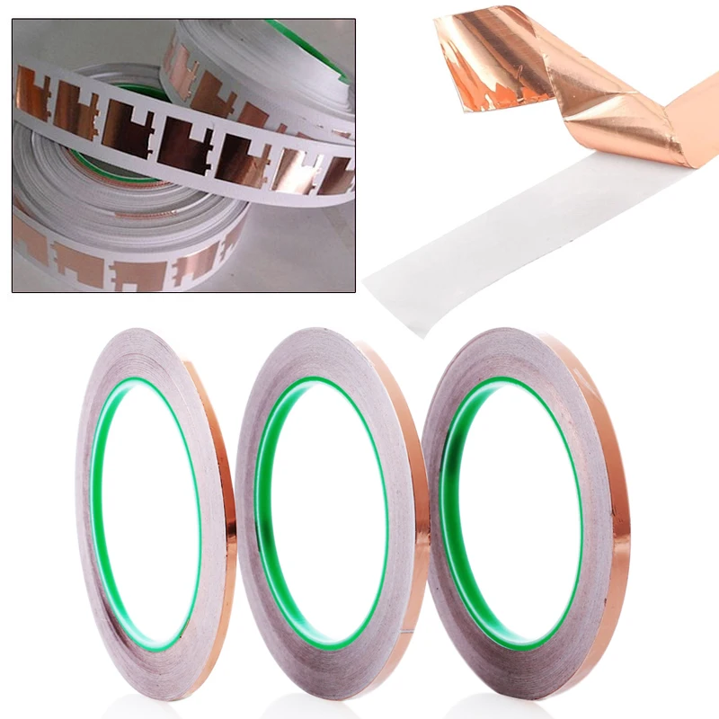 

Copper Foil Tape Display Transformer Electric 20M Golden Reusable Sturdy Signal Shielding Electromagnetic Screen EMI