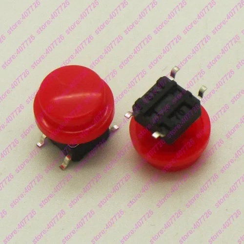 10 шт. 6*6*10,3 мм с круглой крышкой 4PIN DIP& SMT Мгновенный Такт Кнопка Верхняя квадратная головка тактические ключи переключатель мини кнопка - Цвет: Switch red cap smt