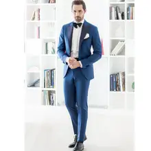 Custom Made Handmade men suit Blue Tuxedo jacket Mens Tuxedo Suits Wedding Suits Formal Party Suits high quality