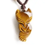 Кулон из натурального камня с желтым тигровым глазом, ожерелье с подвеской в виде лисы, энергетический камень, цепочка на свитер, ожерелье, модное ювелирное изделие
