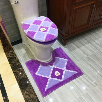 

3Pcs/Set Flocking Print Soft Toilet 3 Pieces Set Toilet Lid Cover Bathroom Toilet Seat Cushion Bath Carpet Mat Potty Pad Set