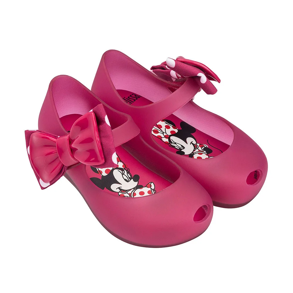 Mini Melissa/оригинальные Ultragirl+ Minnie II, новинка года, пластиковые сандалии для девочек с бантом, детские сандалии Melissa/детские Нескользящие туфли - Цвет: Rose Red