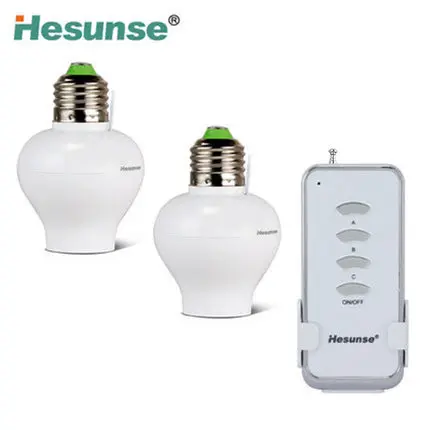 

Free Shipping remote control switch YE27-GRC 1N2 Two ways Wireless Lamp Holder With 1 Remote Controller + 2 Lamp Base