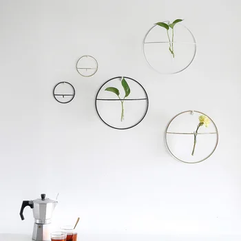 

Simple style Wrought Iron Glass Test Tube Vase Hanging Hydroponic Plant Vase Wall Decoration Wall Hanging Vase Home Decoration