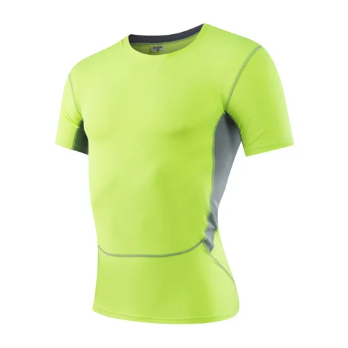 ONEMIX для бега быстросохнущая Спортивная одежда для спортзала фитнес-колготки набор для бега Спортивная одежда для спортзала футболка с коротким рукавом мужские спортивные костюмы - Цвет: GREEN-TSS1033